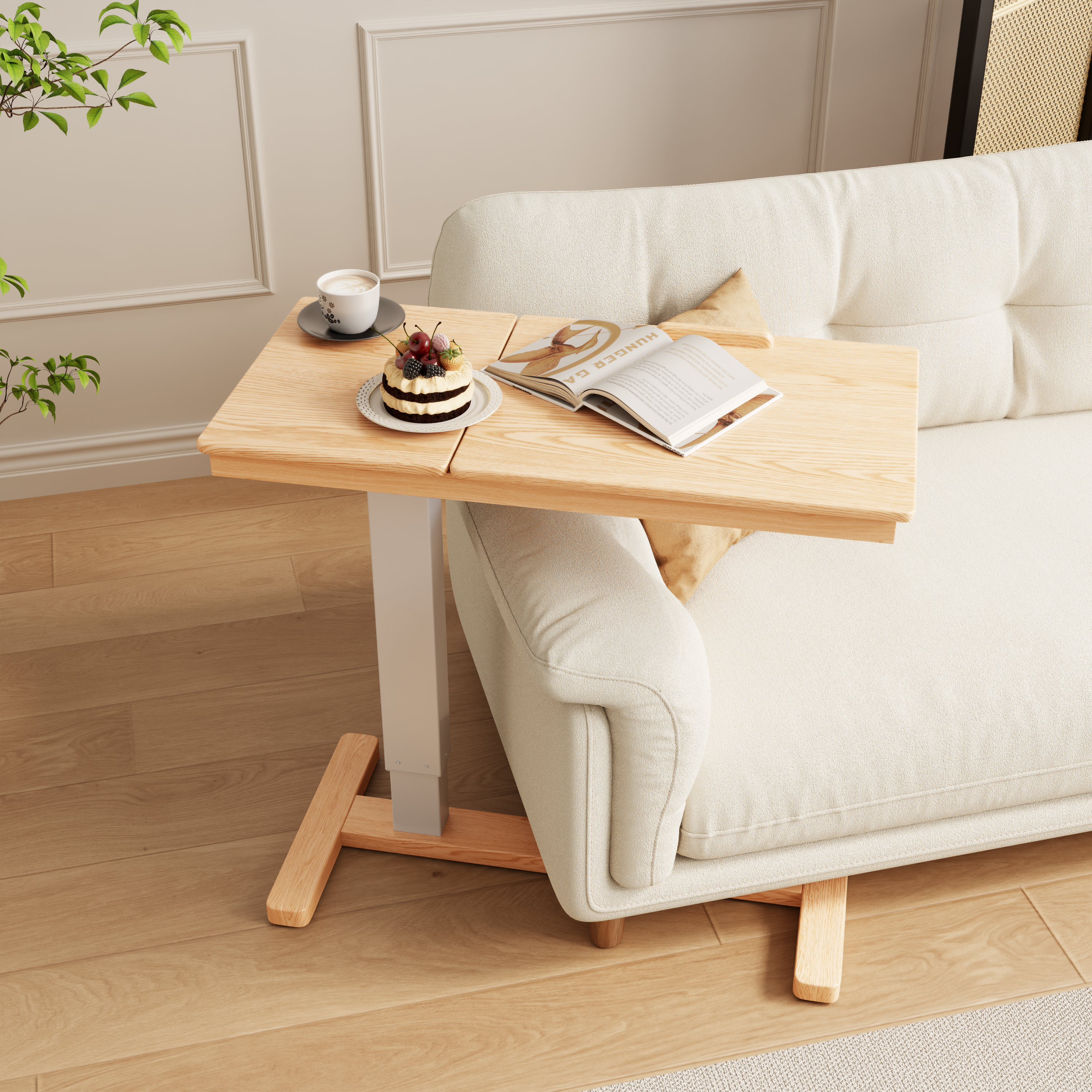 Adjustable Solid Wood Overbed Table