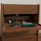 Solid Wood Nightstand with Wheels, Open Shelf & 3 Drawers - iKaslandi