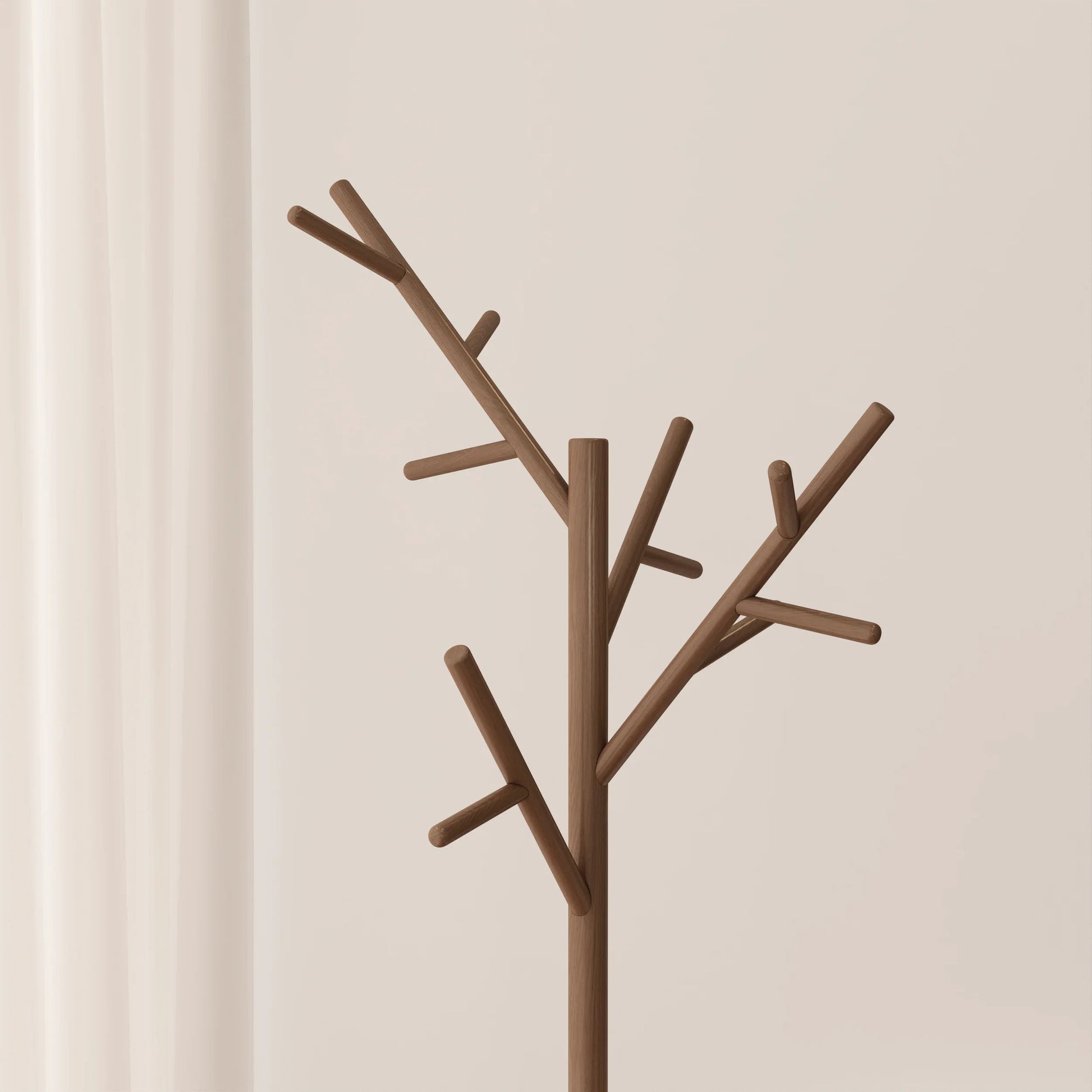 Solid Wood Freestanding Coat Rack with 12 Hooks - Kaslandi Furniture