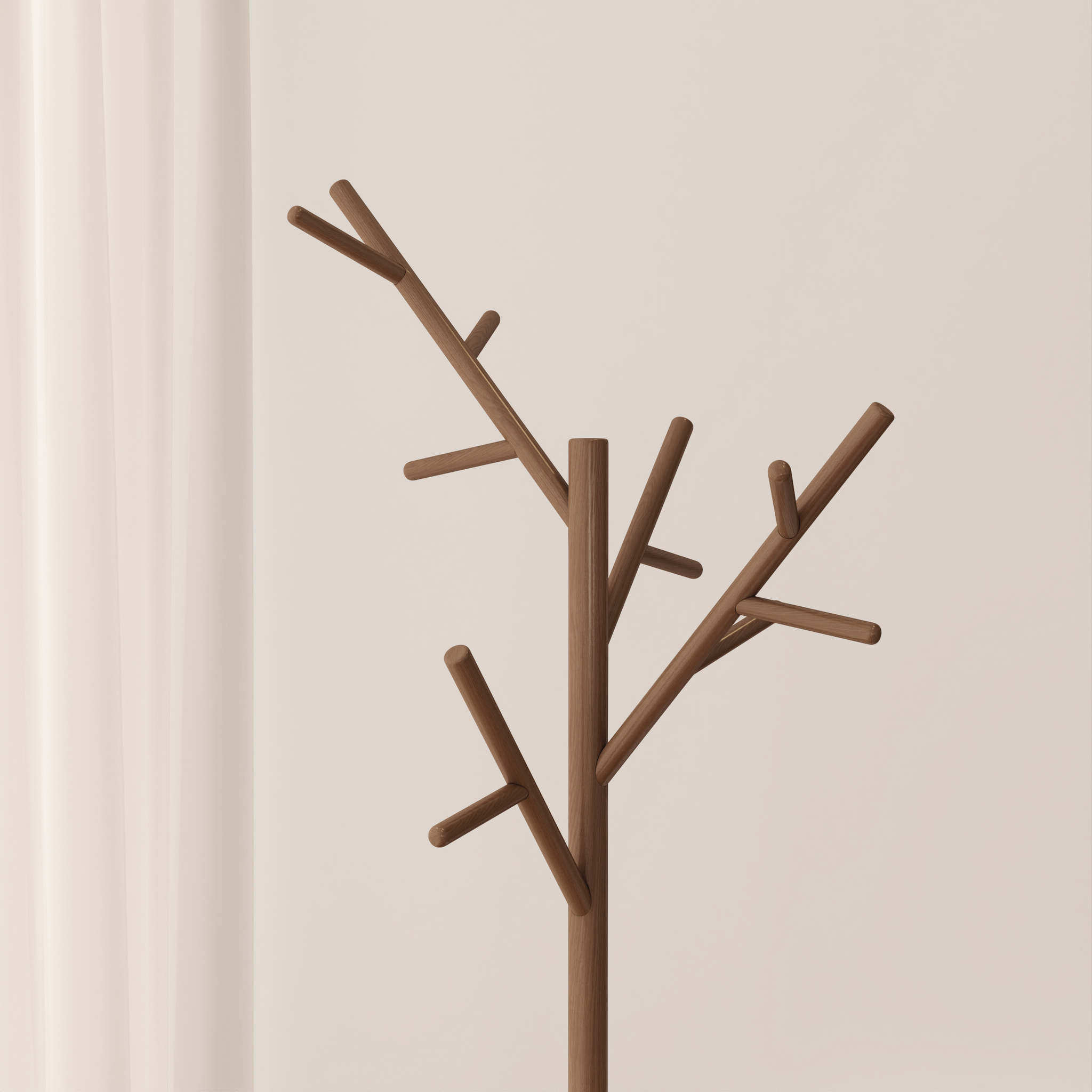 Solid Wood Freestanding Coat Rack with 12 Hooks