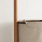 Solid Wood Coat Rack Stand with Laundry Hamper & Storage Shelf - iKaslandi