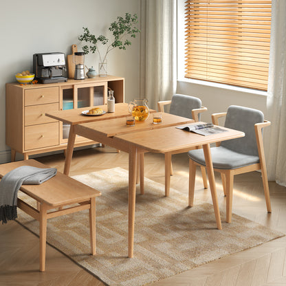 Dining Table, Solid Wood Extendable Dining Table Can Accommodate 4-8 People, Sturdy and Easy Assembly Modern Dining Room Table for Kitchen, Living Room, Apartment