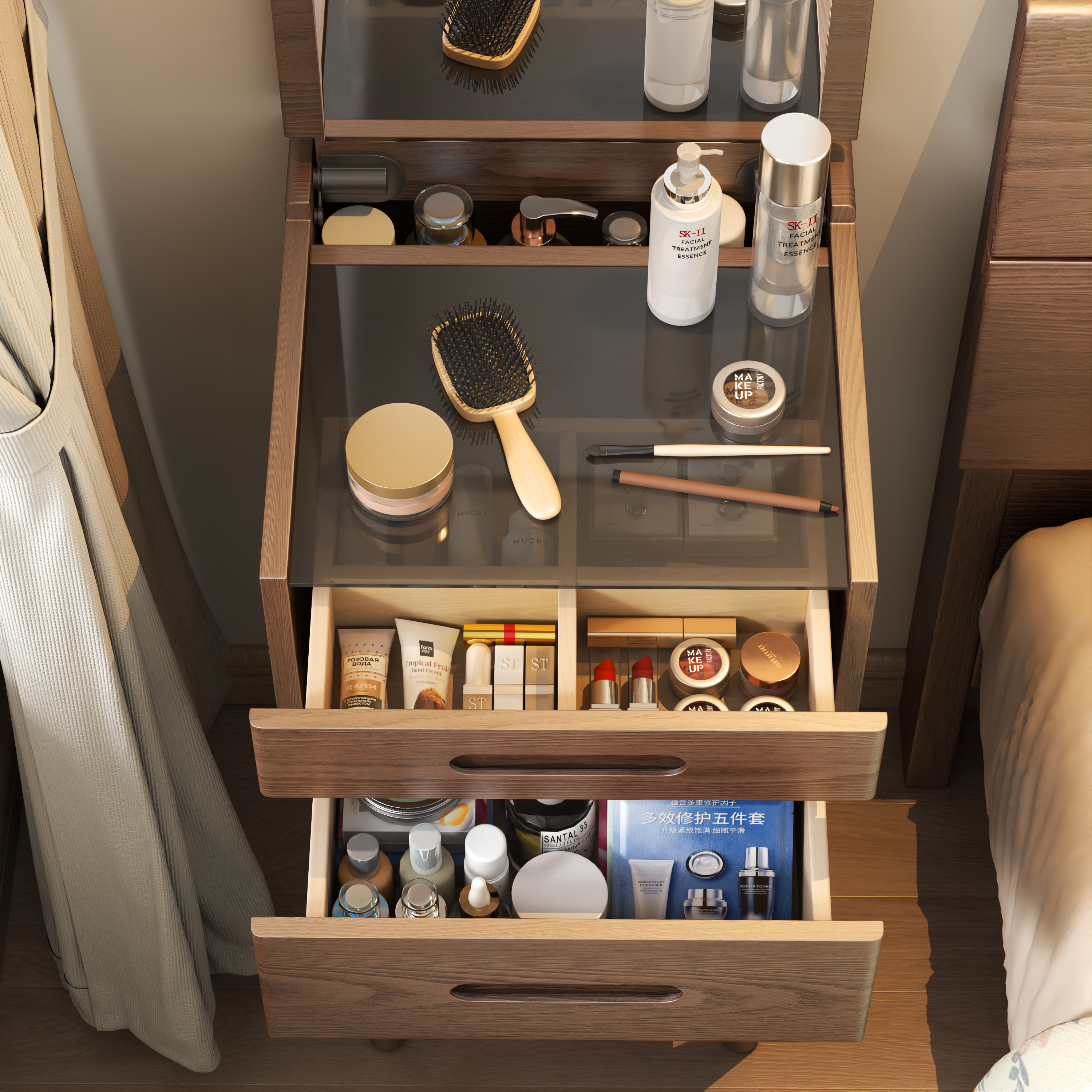 Vanity Desk with Mirror & Lights