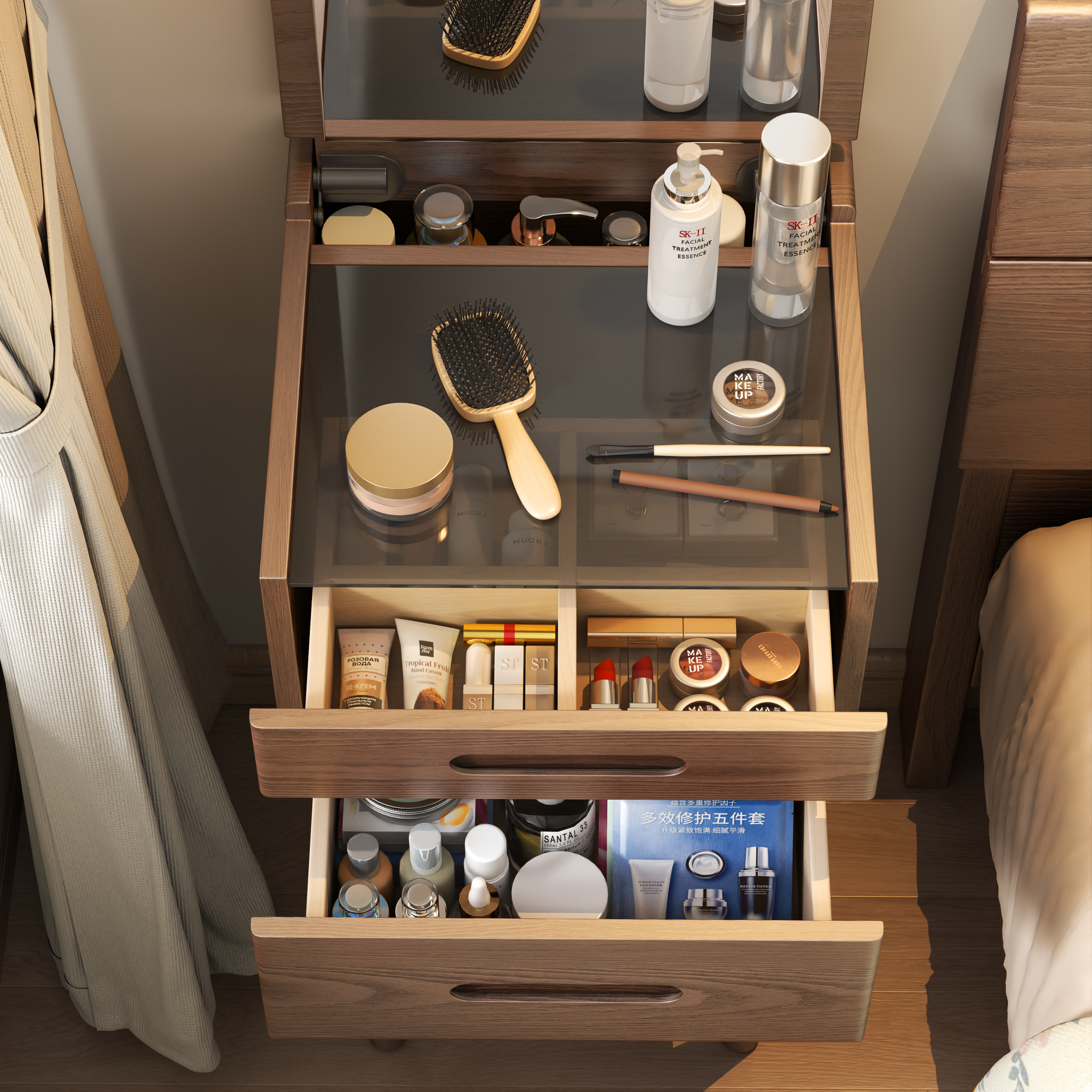 Vanity Desk with Mirror & Lights