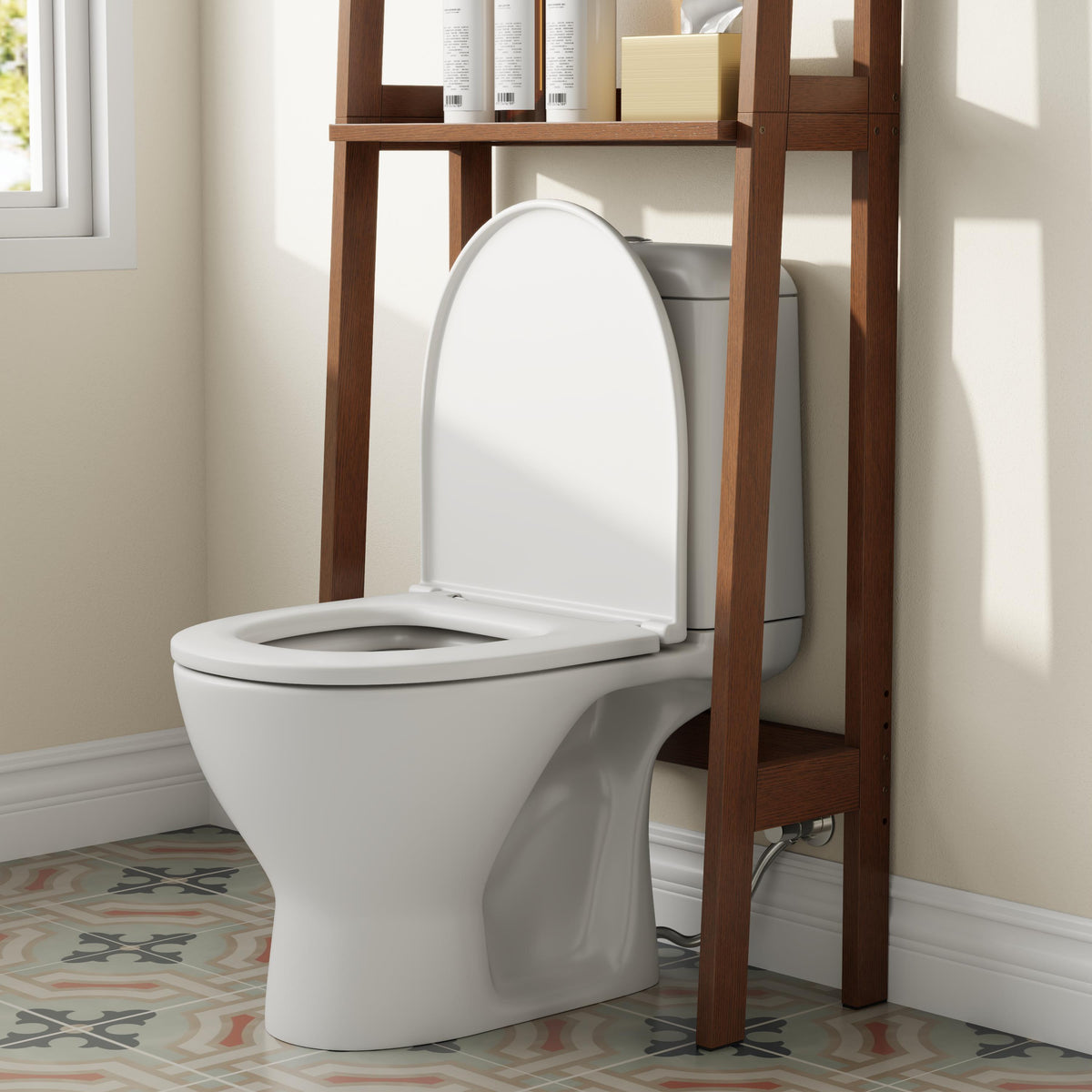 Freestanding 4-Tier Wood Over The Toilet Storage Shelf with Anti-Tip Kit - iKaslandi
