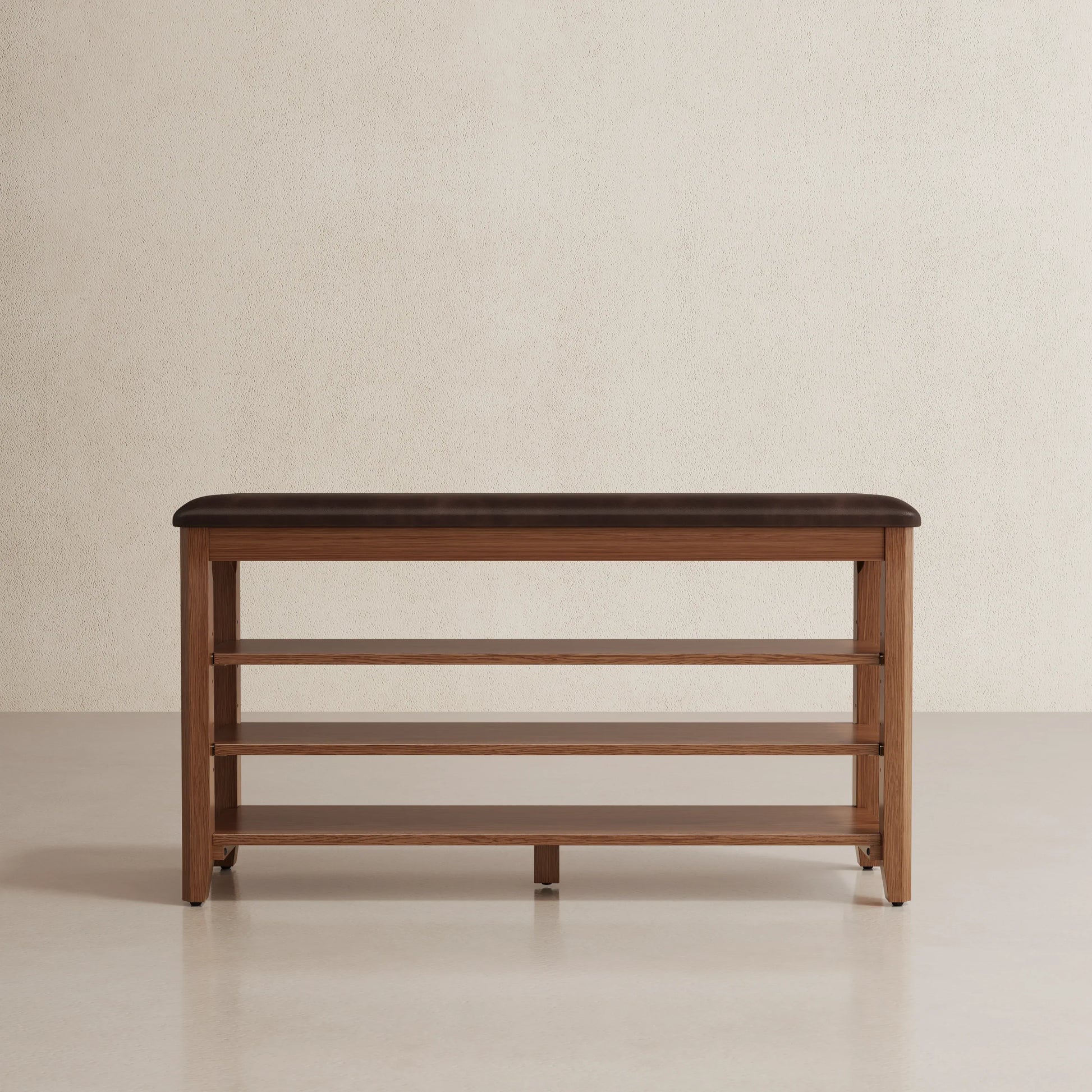 3 - Tier Leather Shoe Bench - Kaslandi Furniture