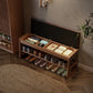 Solid Wood Storage Entryway Bench with Shoe Rack & Padded Seat - Kaslandi Furniture
