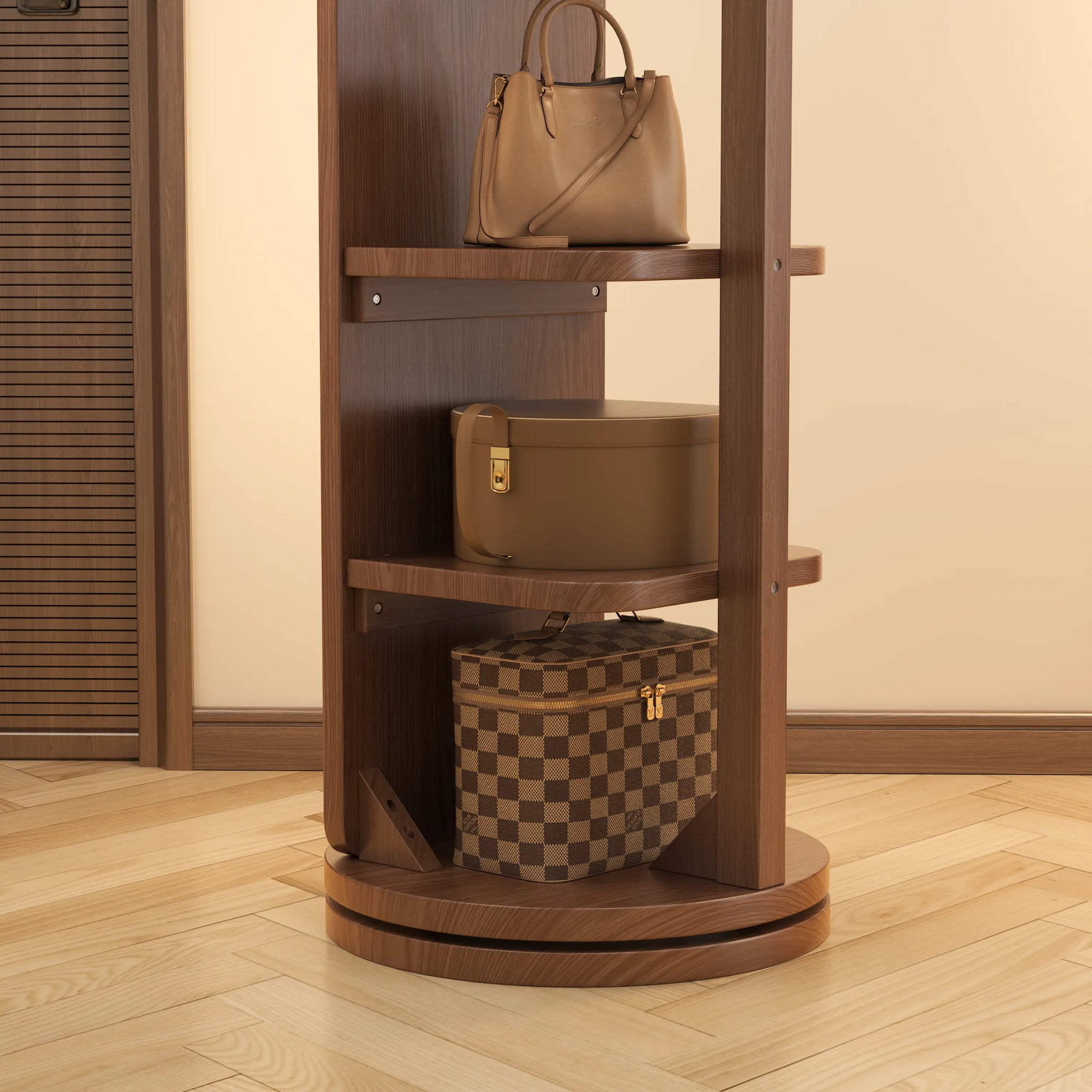 360° Rotating Floor Mirror with Clothes Rack & Shelves - iKaslandi