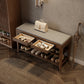 Solid Wood Entryway Shoe Bench with Storage Drawer & 2 - Tier Shelf - Kaslandi Furniture