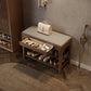 Solid Wood Entryway Shoe Bench with Storage Drawer & 2 - Tier Shelf - Kaslandi Furniture