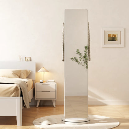 360° Rotating Floor Mirror with Clothes Rack & Shelves - iKaslandi