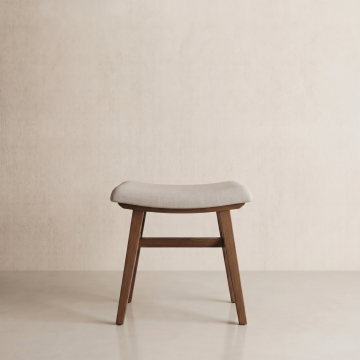 Modern Solid Wood Vanity Stool with Soft Saddle Cushion