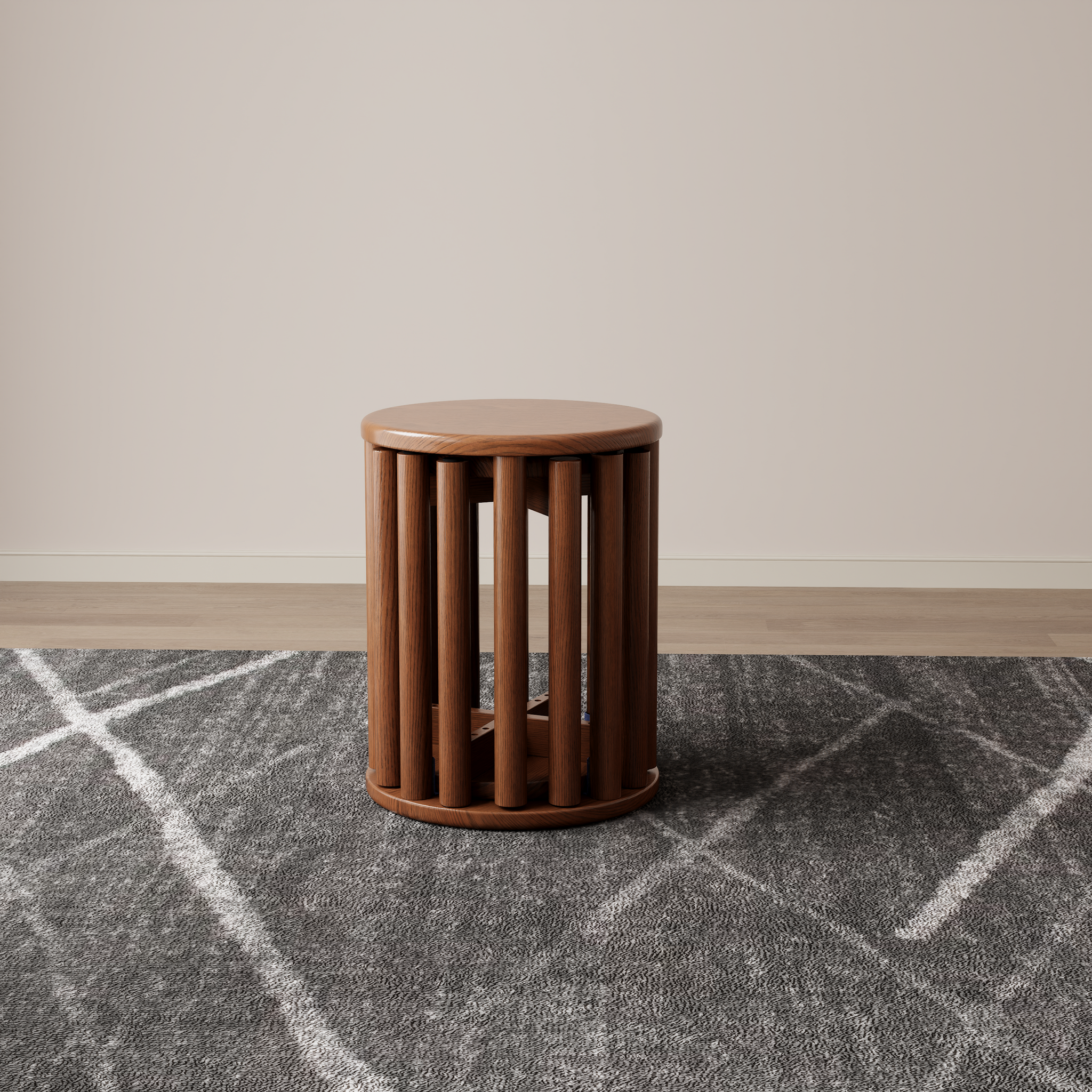 Set of 4 Stackable Solid Wood Multifunctional Round Stools/Side Tables