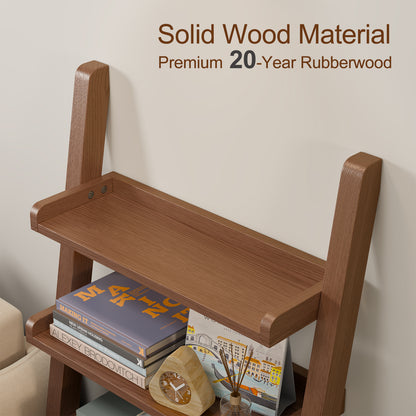 Wooden Ladder Shelf, Ladder Shelf Bookcase, 5 Tier Ladder Shelf with Stable Structure, Leaning Shelf for Living Room, Bedroom, Home Office