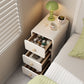3-Drawer Nightstand with Rounded Corners | Cream White