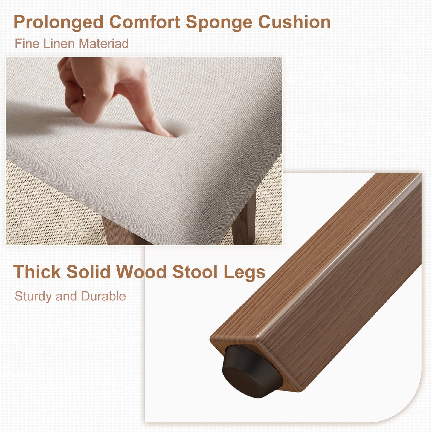 Solid Wood Vanity Stool, Saddle Cushion Vanity Bench with High-Strength Rebound Sponge, Easily Assembly, Vanity Chair, Foot Stool, Makeup Stool for Bedroom, Entryway
