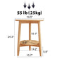 Round Solid Wood Side Table with Storage Shelf - iKaslandi