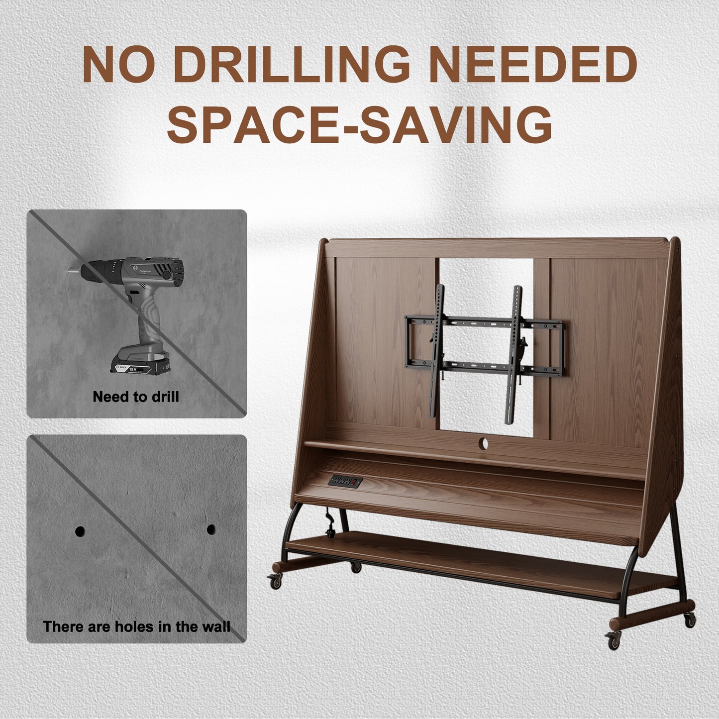 Rolling TV Stand, 40-65 Inches