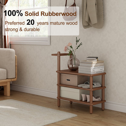 Shoe Rack Bench, Entryway Shoe Bench with Tray, 3 Tiers Solid Wood Shoe Bench for Front Door Entrance, Hallway, Mudroom