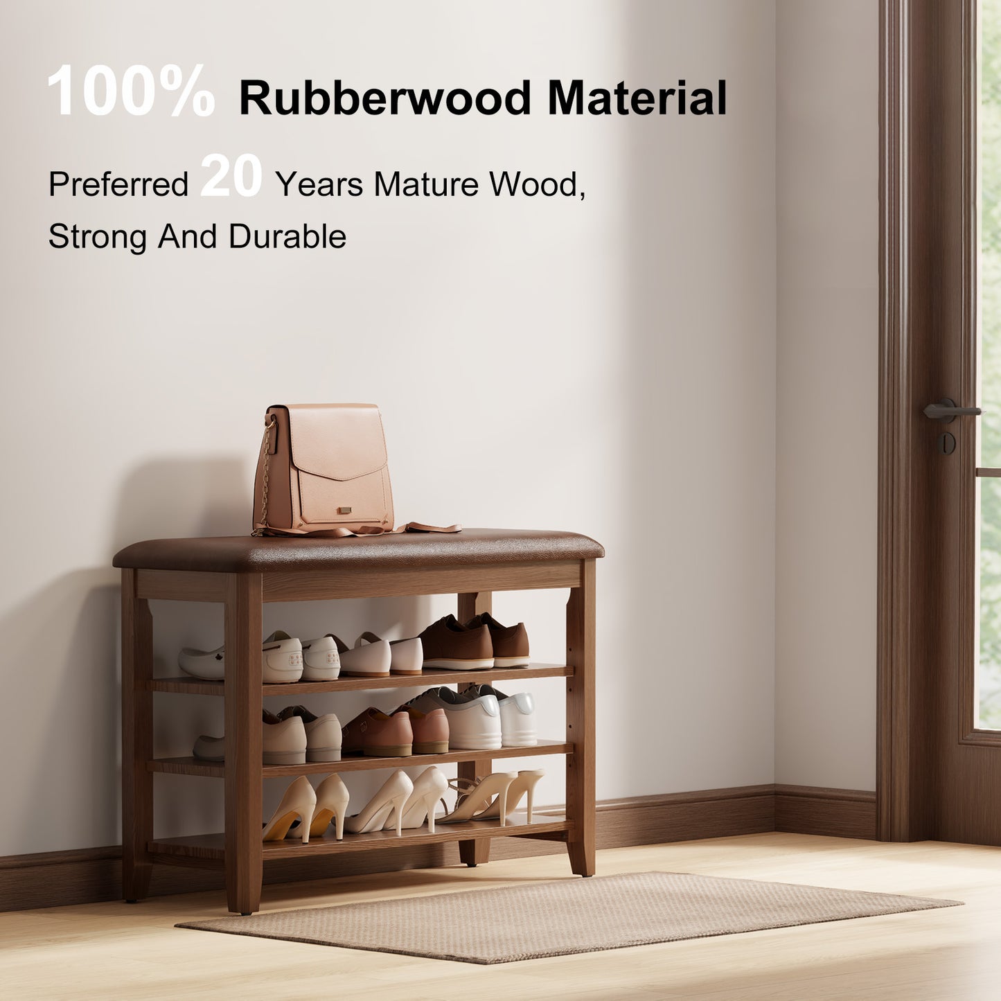 3-Tier Leather Shoe Bench