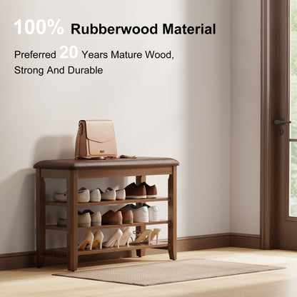 3-Tier Leather Shoe Bench