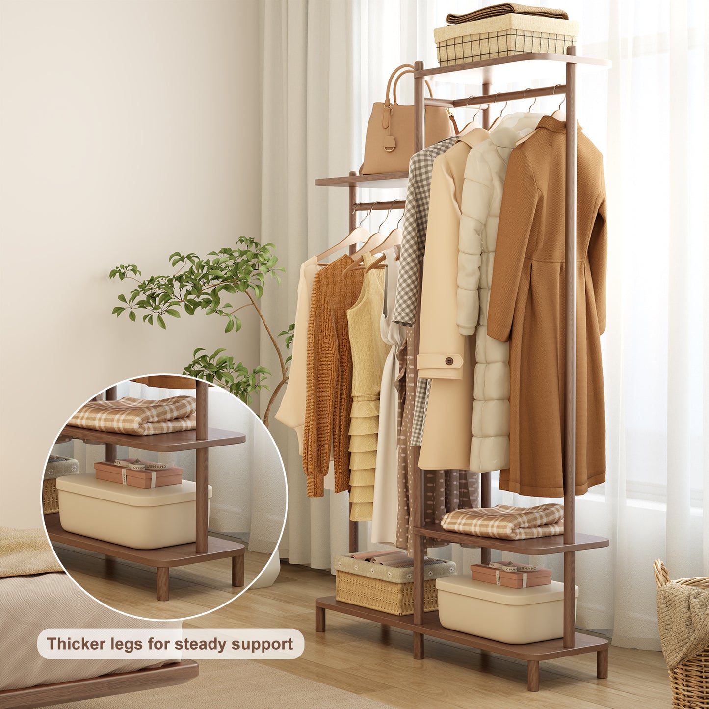 Solid Wood Clothes Rack