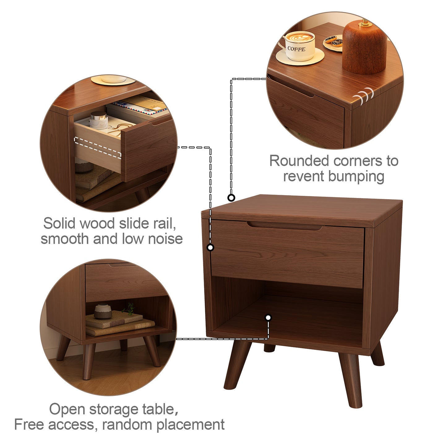Walnut Modern Nightstand