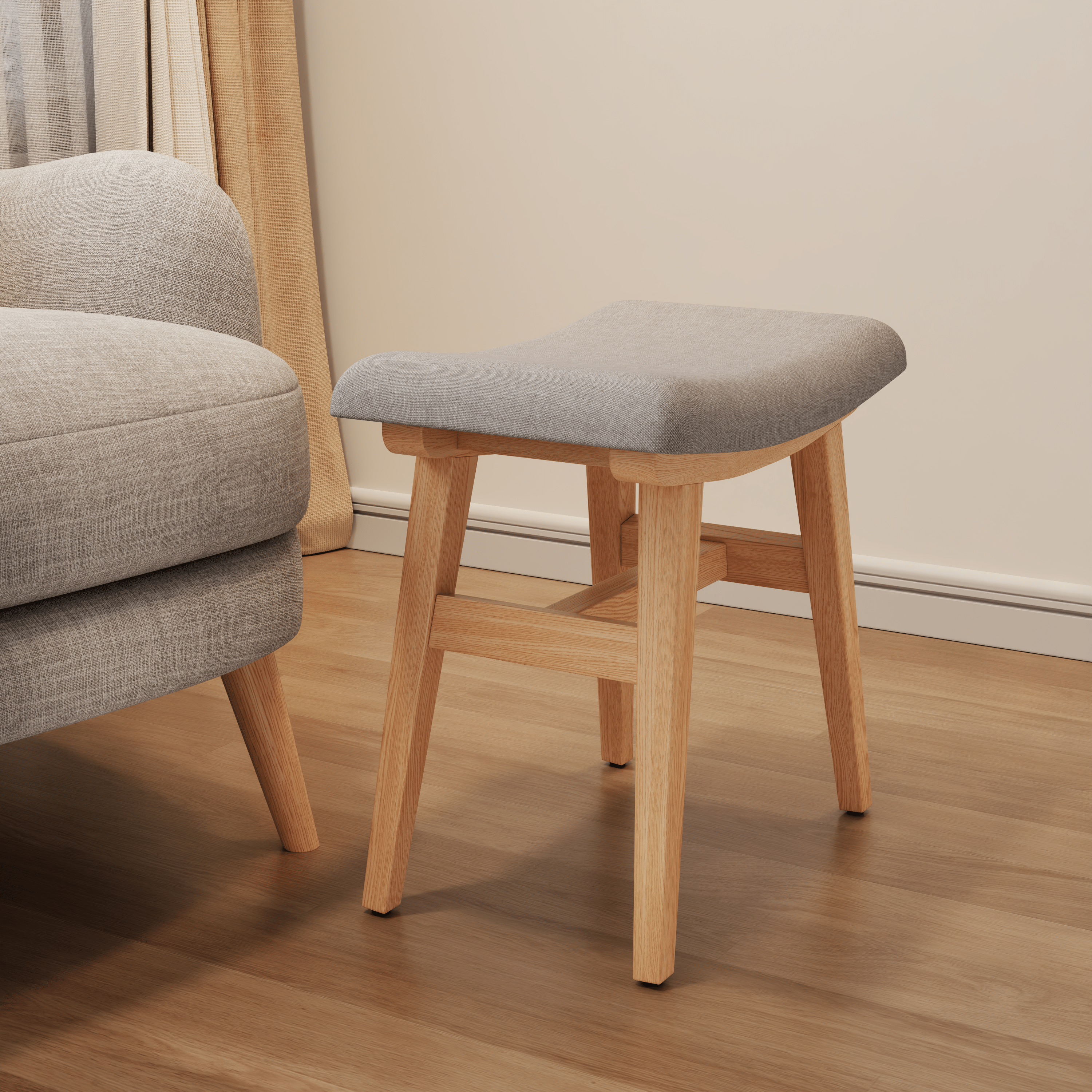 Vanity Stool, Saddle Cushion - Kaslandi Furniture