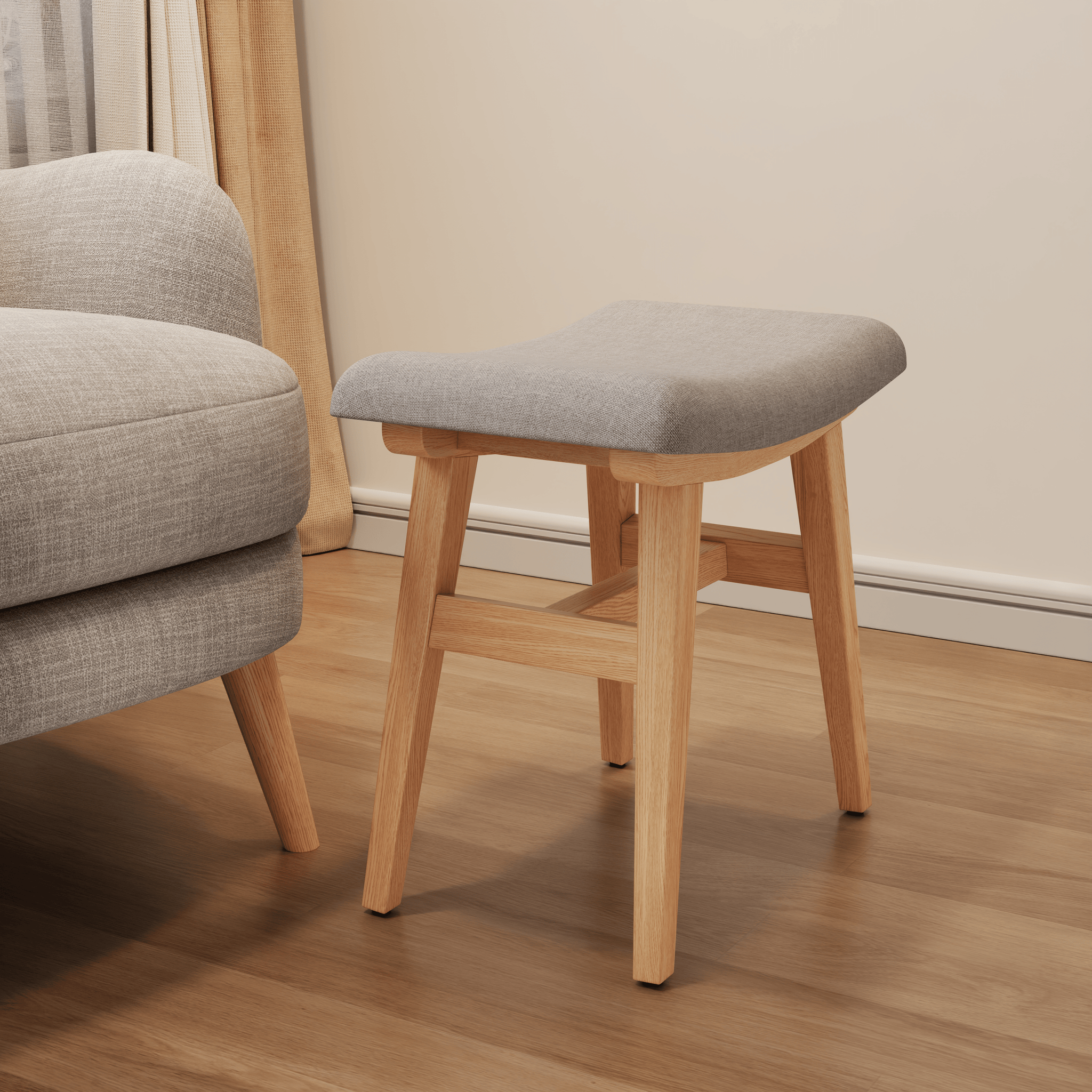 Vanity Stool, Saddle Cushion - Kaslandi Furniture