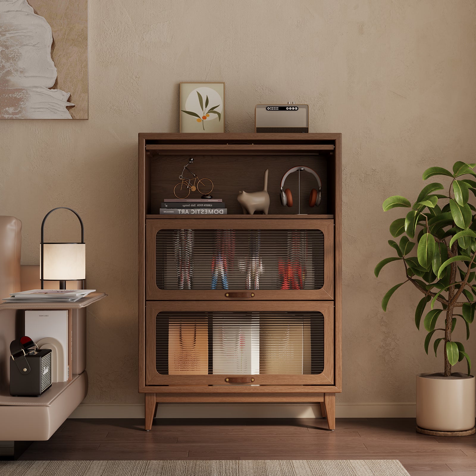 bookshelves with cabinet glass doors