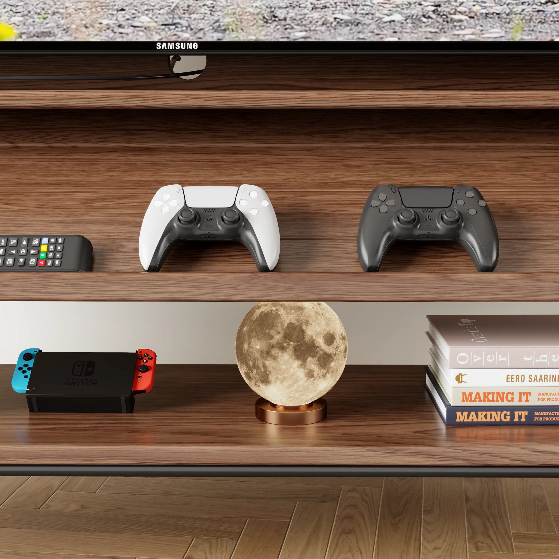 Rolling TV Stand for 40 - 65 Inch TV | Wood TV Cart - iKaslandi