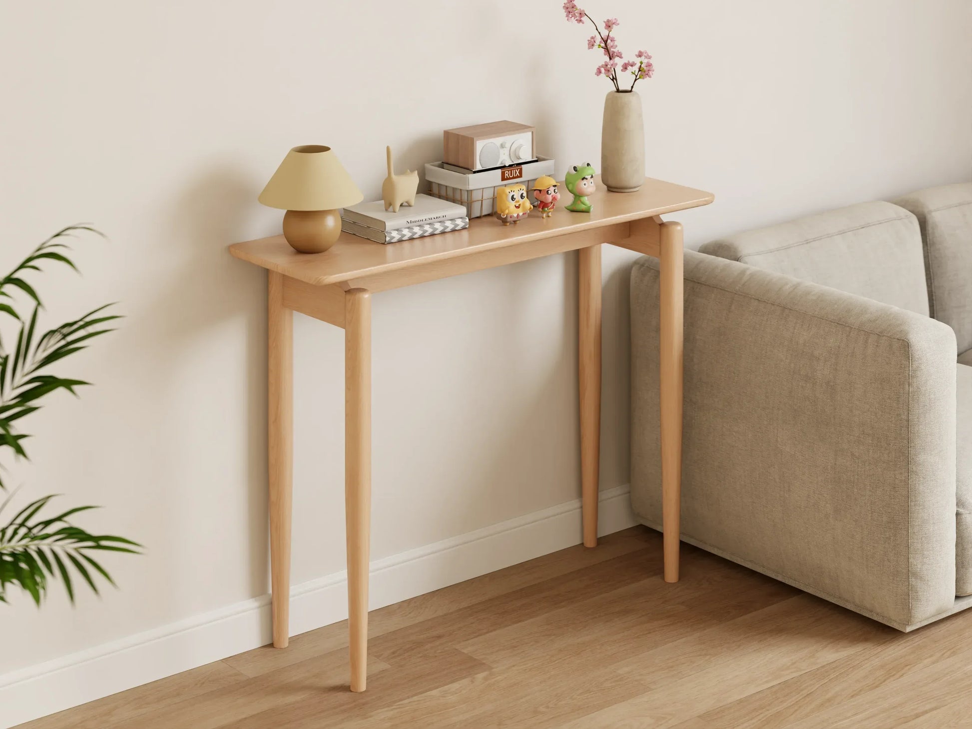 Solid Wood Narrow Console Table for Entryway & Living Room - Kaslandi Furniture