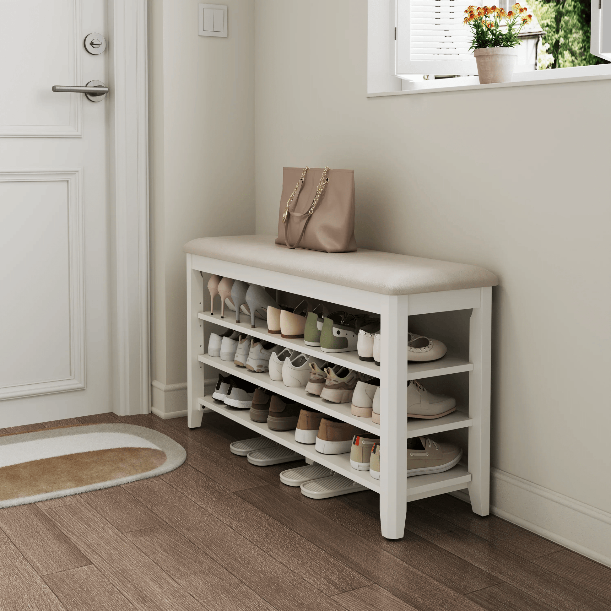 3-Tier Leather Shoe Bench – Kaslandi Furniture