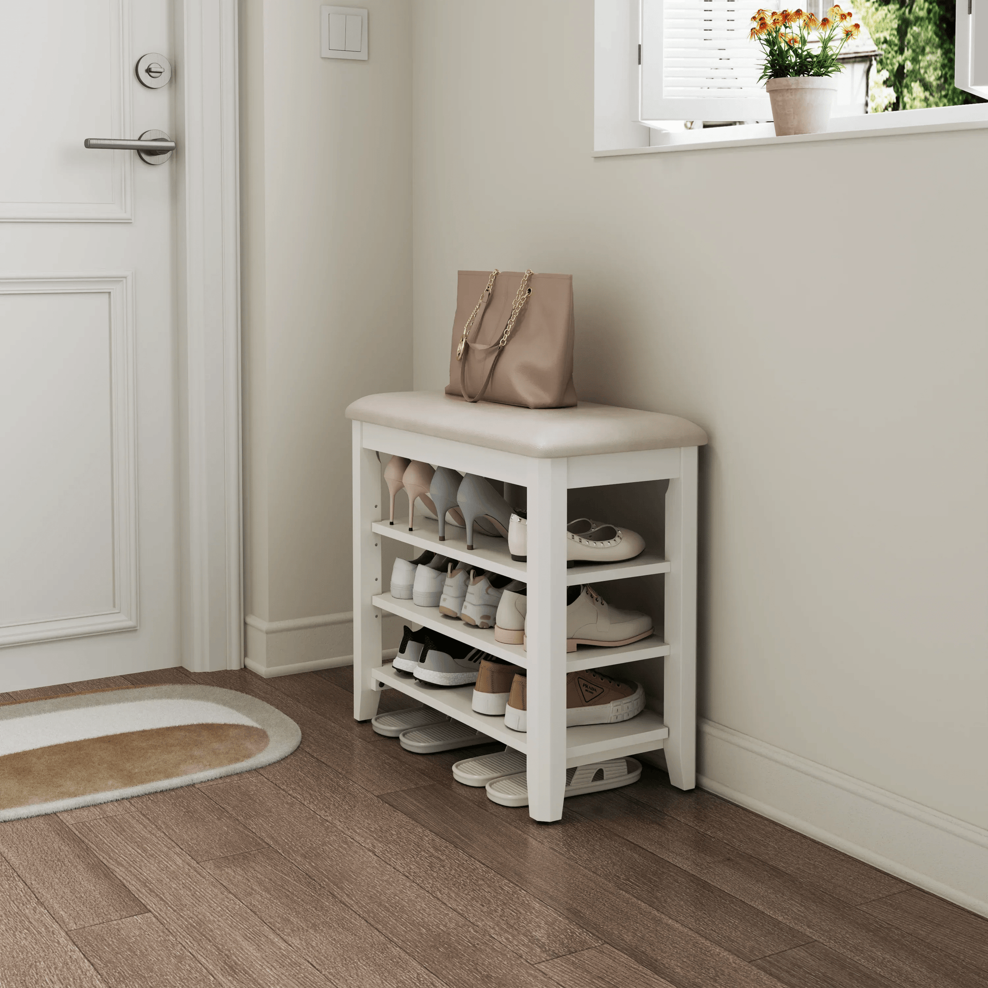 3-Tier Leather Shoe Bench – Kaslandi Furniture