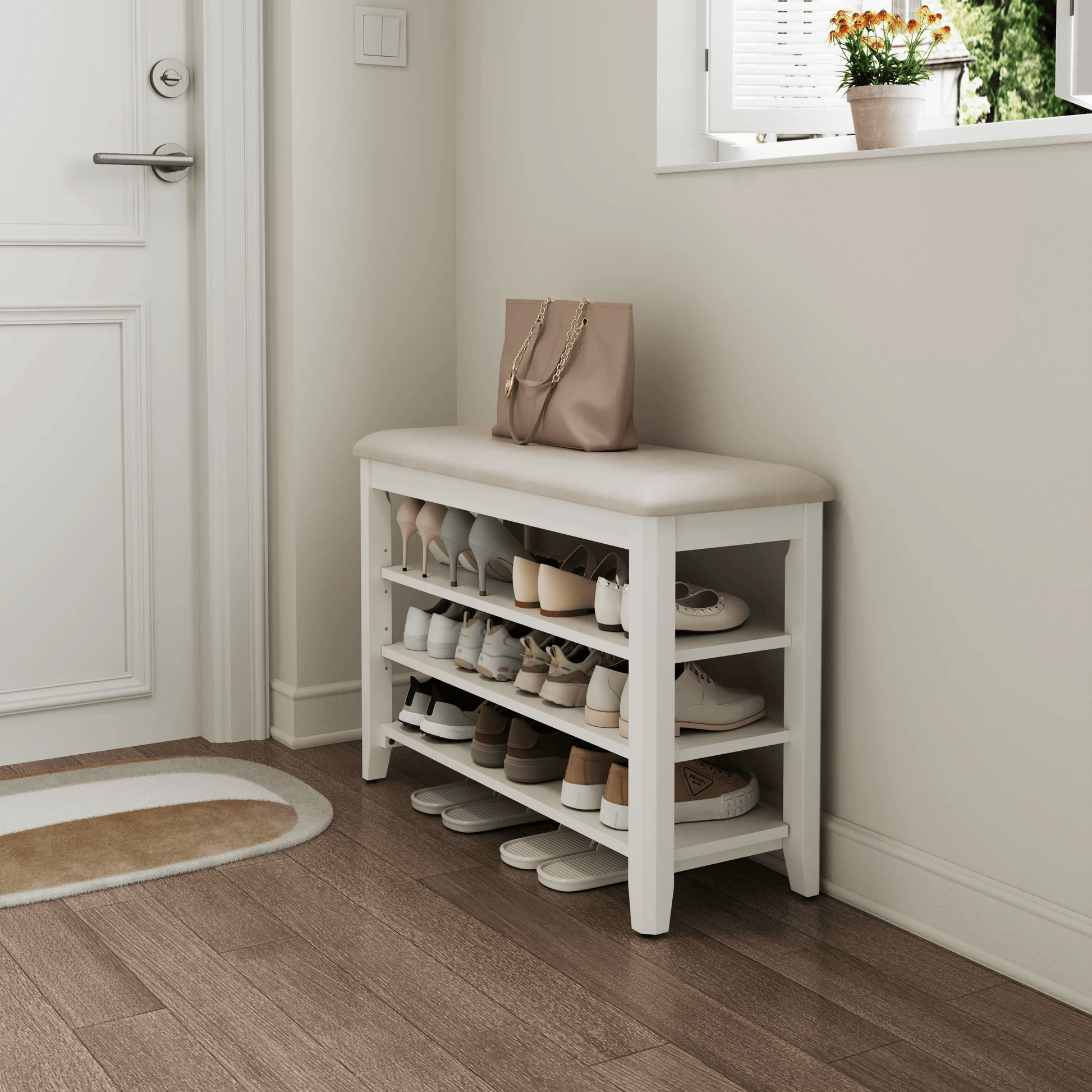 3-Tier Leather Shoe Bench – Kaslandi Furniture