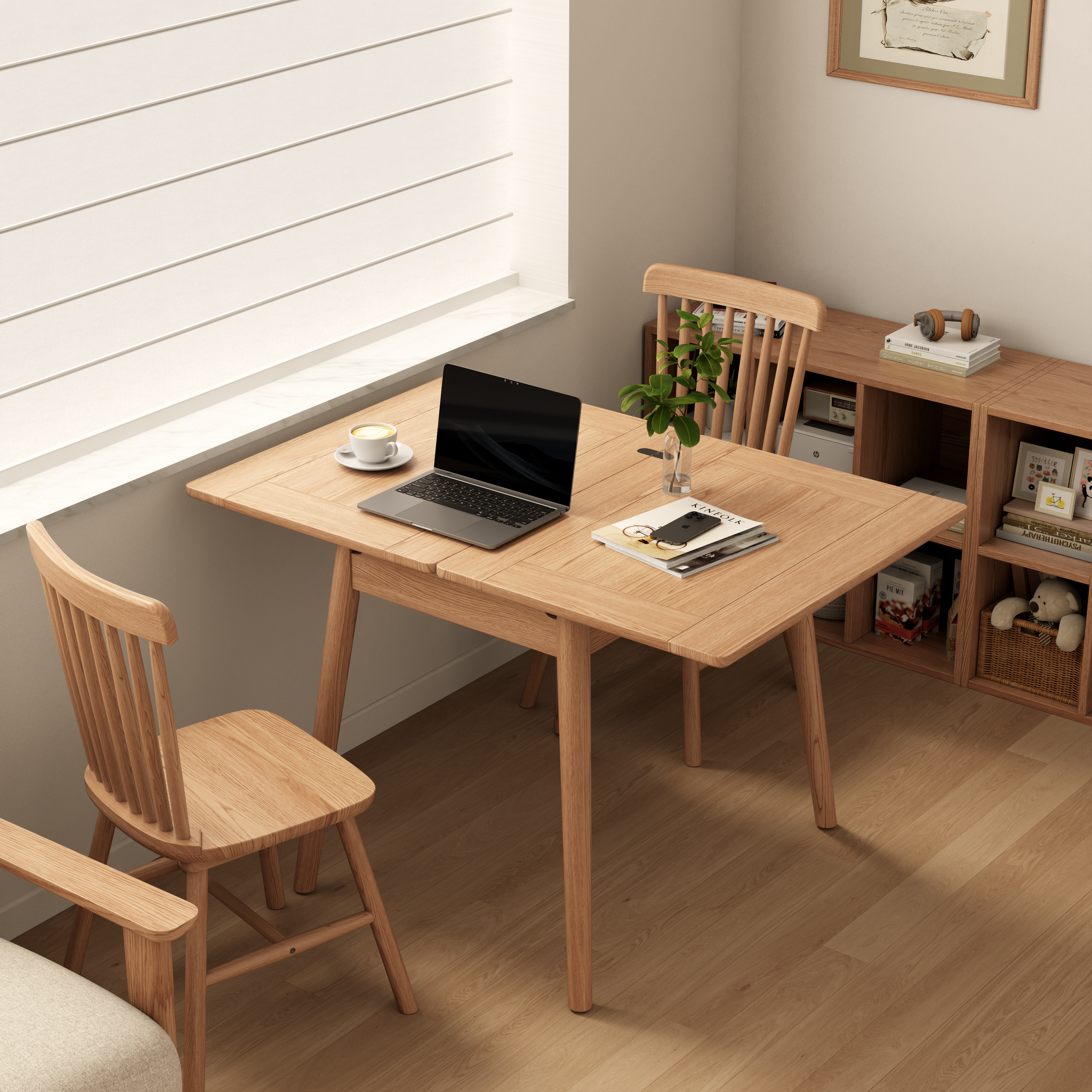 Expandable Solid Wood Dining Table for