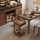 Solid Wood Rolling C - Shaped Side Table with Adjustable Top & Foldable Shelf - Kaslandi Furniture