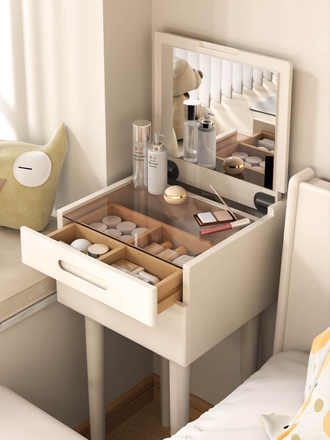 Vanity Desk with Mirror & Lights