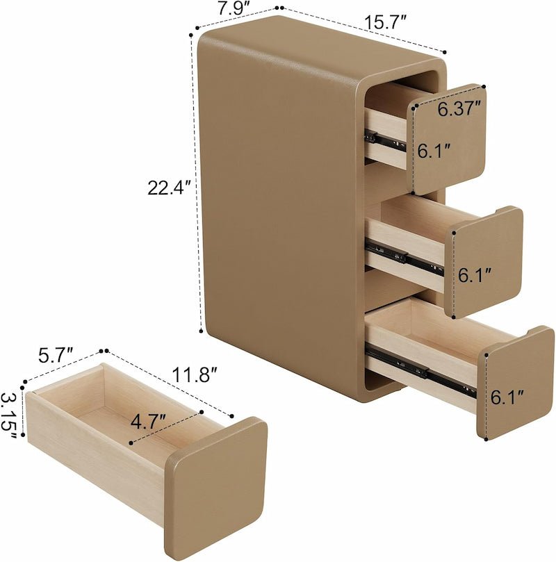 Modern Solid Wood Nightstand with 3 Hidden Handle Drawers - iKaslandi