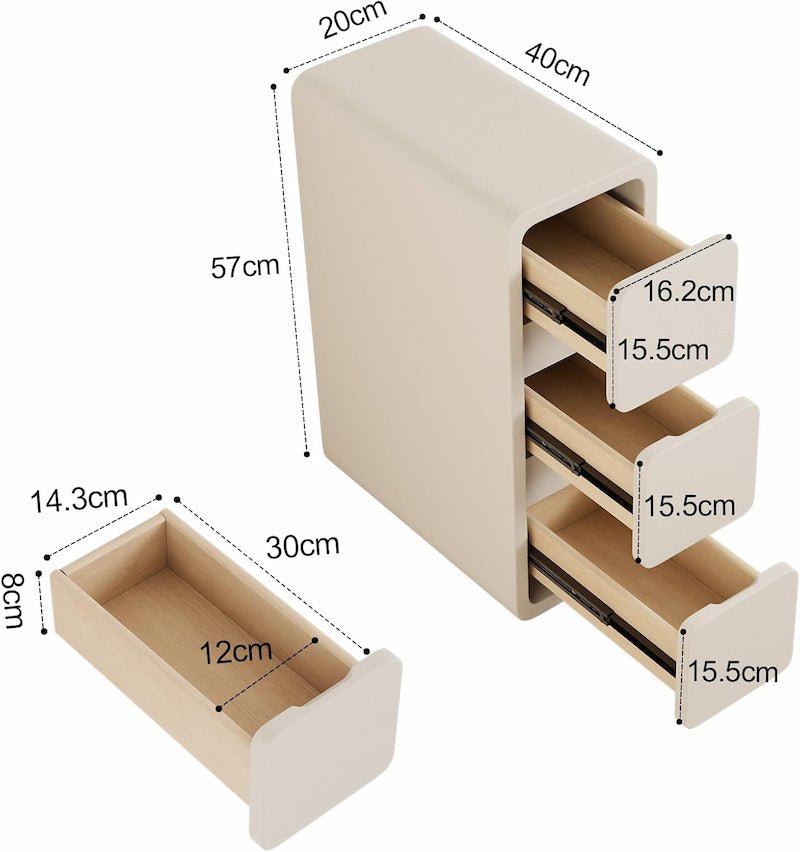 Modern Solid Wood Nightstand with 3 Hidden Handle Drawers - iKaslandi