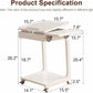 Solid Wood Rolling C-Shaped Side Table with Adjustable Top & Foldable Shelf - iKaslandi