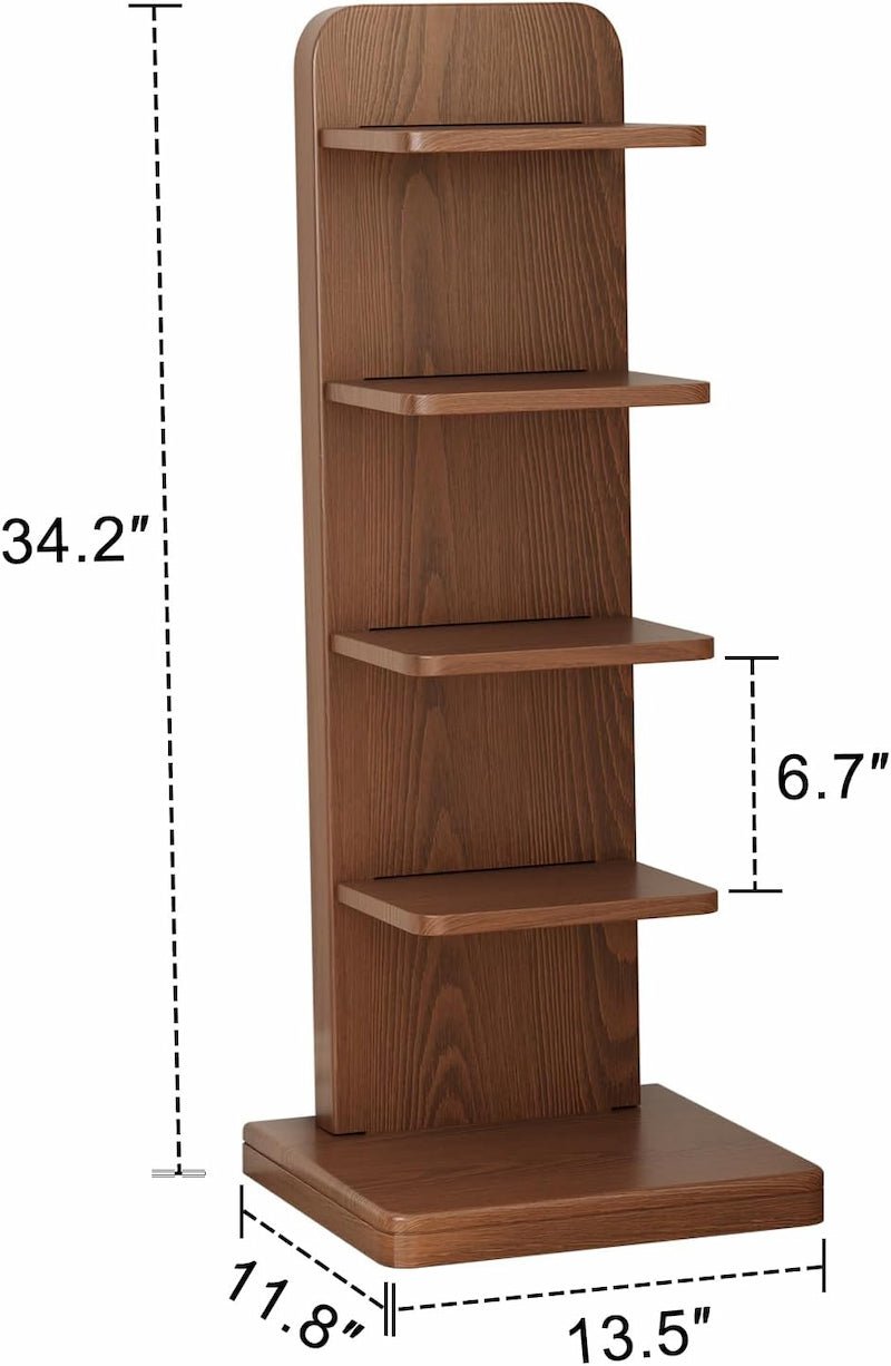 5-Tier Solid Wood Bookshelf – Narrow Space-Saving Storage - iKaslandi