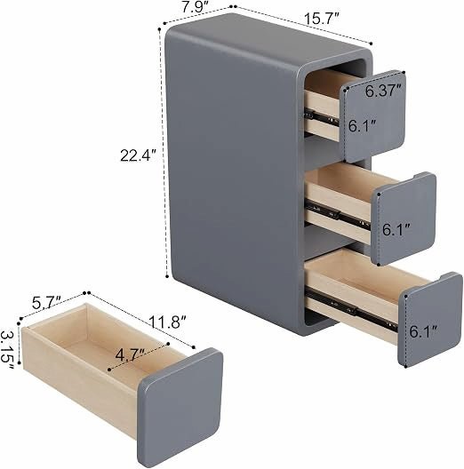 Modern Solid Wood Nightstand with 3 Hidden Handle Drawers - iKaslandi