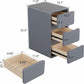 Modern Solid Wood Nightstand with 3 Hidden Handle Drawers - iKaslandi