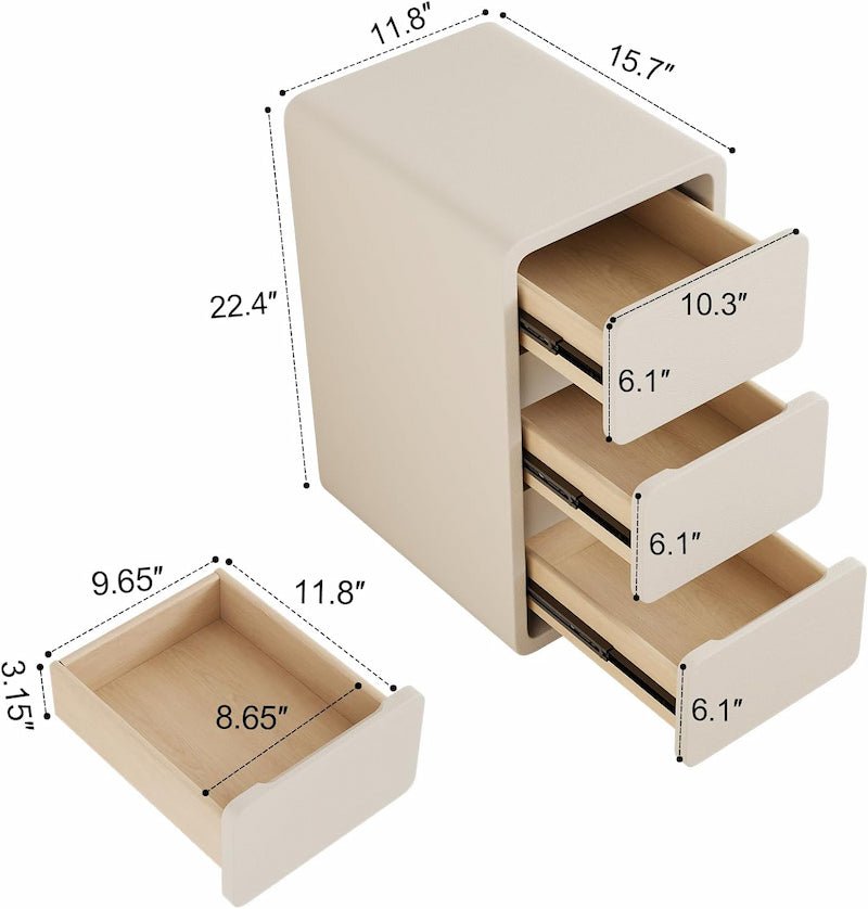 Modern Solid Wood Nightstand with 3 Hidden Handle Drawers - iKaslandi