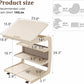 Solid Wood C-Shaped Table for Couch with 3-Tier Storage - iKaslandi