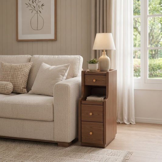 Solid Wood 3-Drawer Nightstand with Shelf — No Assembly Required