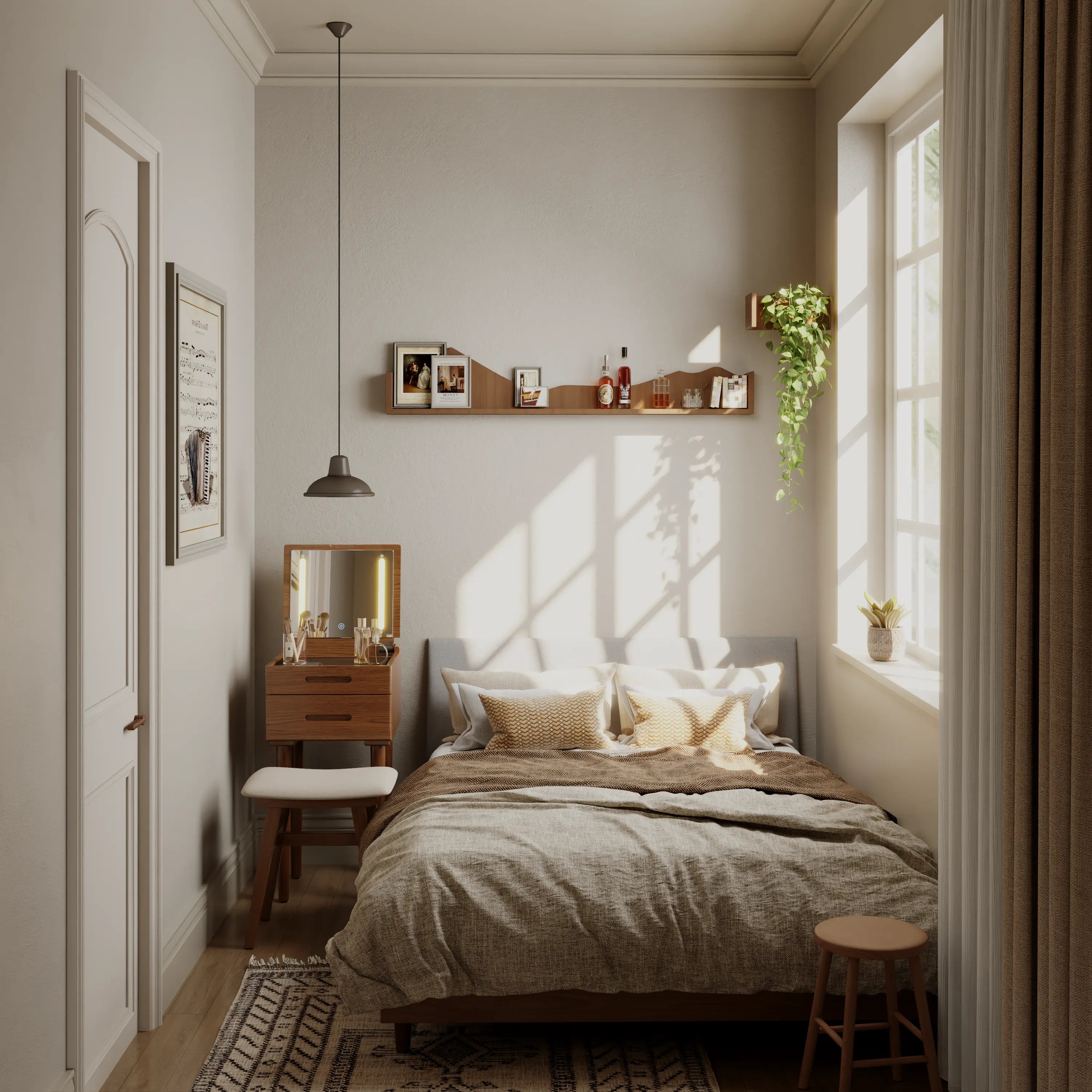 Vanity Desk with Mirror & Lights - Kaslandi Furniture