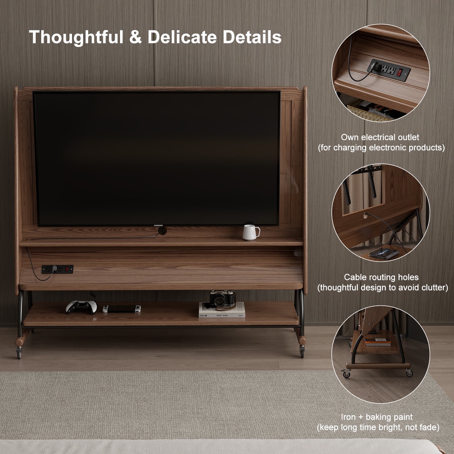 Rolling TV Stand, 40-65 Inches