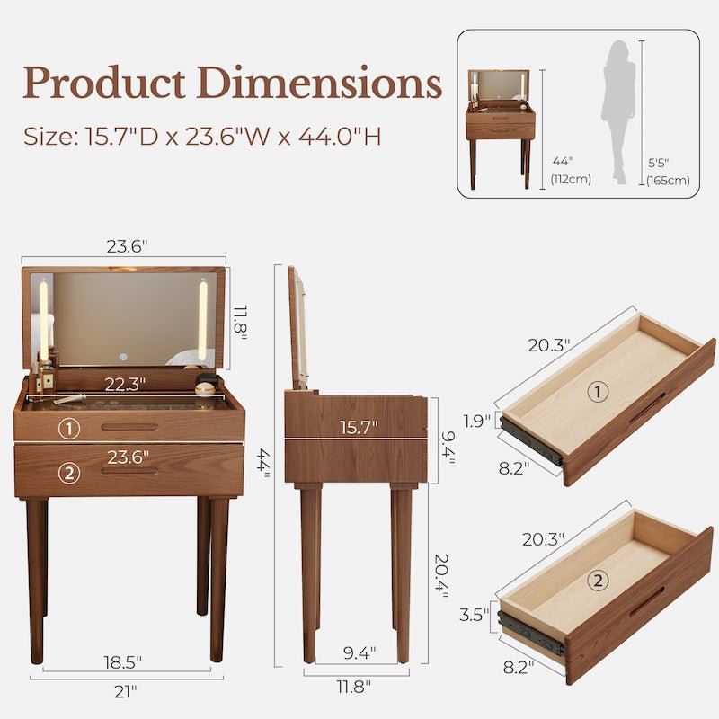 Vanity Desk with Mirror & Lights - iKaslandi